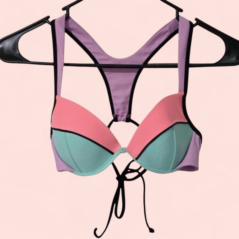 Women’s Color Block Xhilaration Racerback Padded Bikini Top Small
